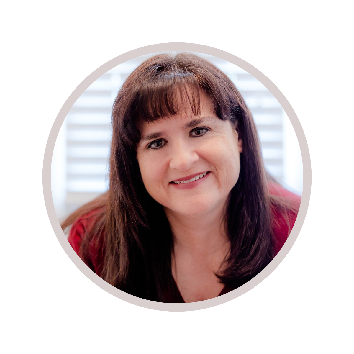 Circle Frame for Story Inspirations Lynette Eason, Author, Woman with Dark Hair